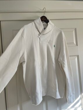 Ralph Lauren White Turtleneck Pullover with Green Pony